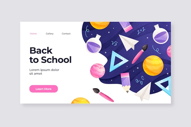 Watercolor back to school landing page template