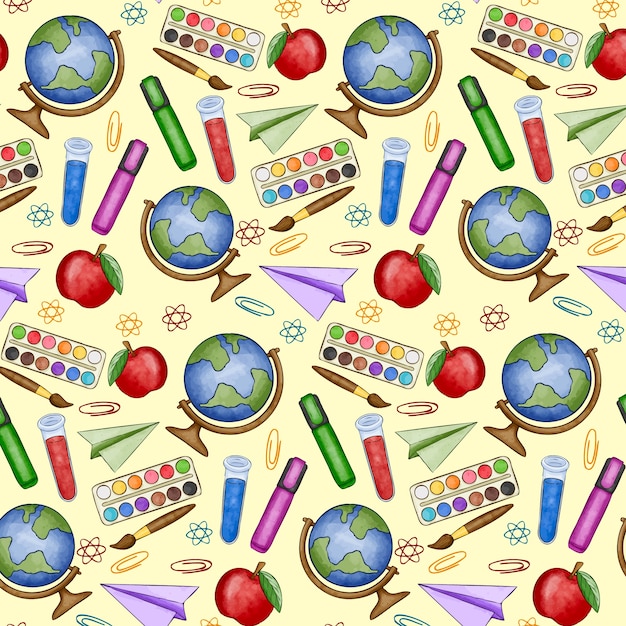 Free vector watercolor back to school pattern design