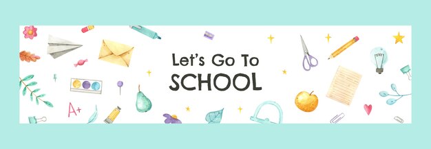 Watercolor back to school twitch banner