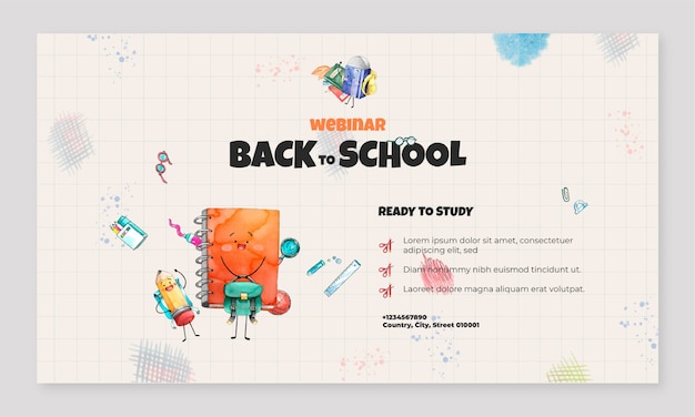 Watercolor back to school webinar template