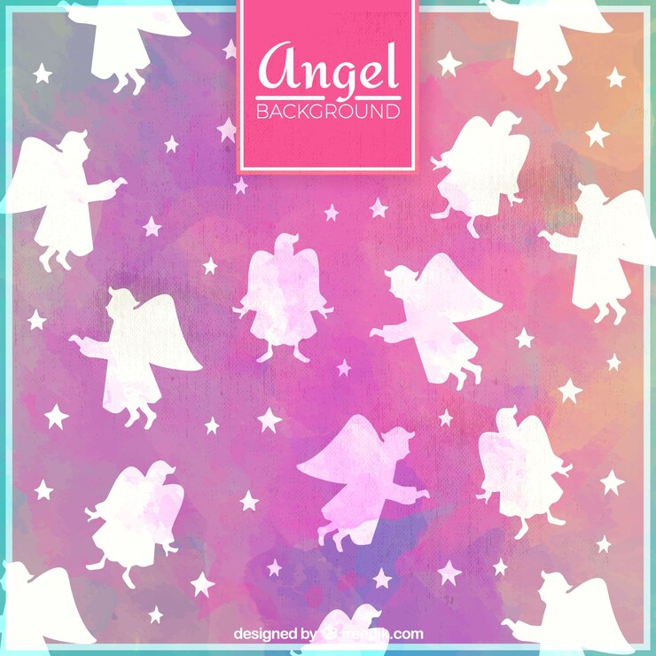 Free Vector watercolor background of angels silhouettes