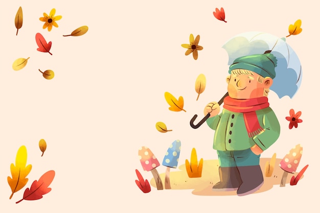 Watercolor background for autumn