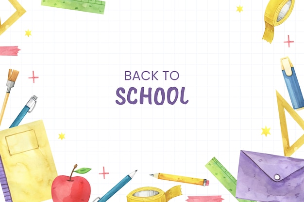 Free vector watercolor background for back to school season