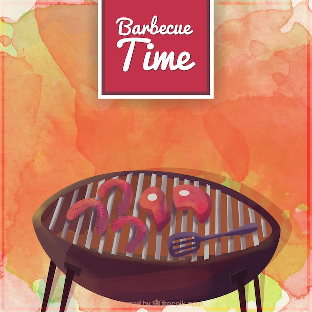 Watercolor background of barbecue