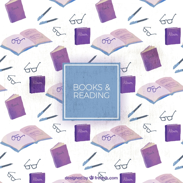 ฟรี Vector watercolor background of books and glasses