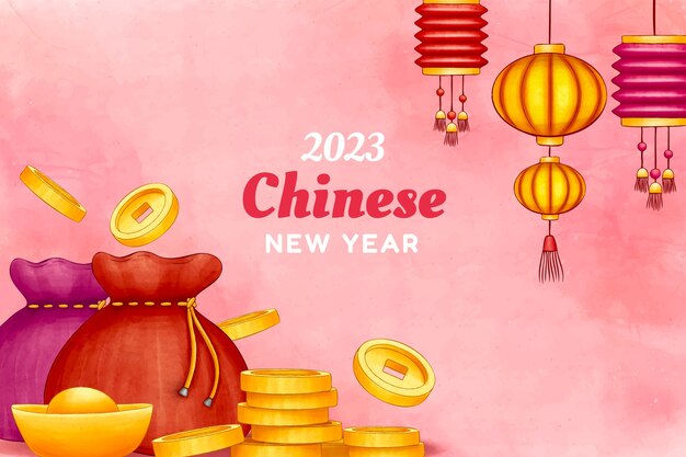 Free vector watercolor background for chinese new year celebration