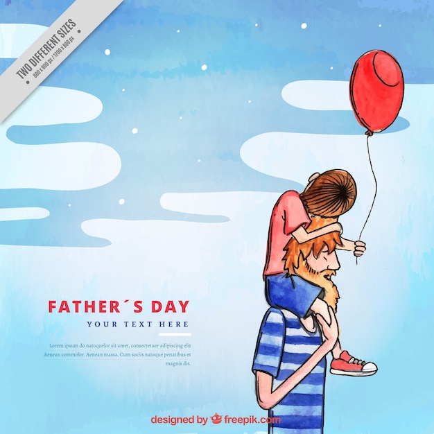 Free vector watercolor background of father with his son