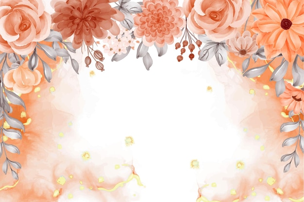 Free vector watercolor background flower orange autumn theme with white space