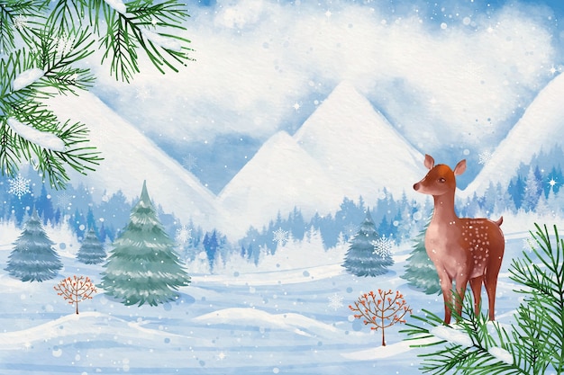 冬の季節のお祝いの水彩画の背景