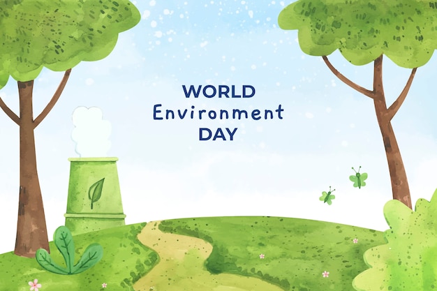 無料ベクター 世界環境デーのお祝いの水彩画の背景