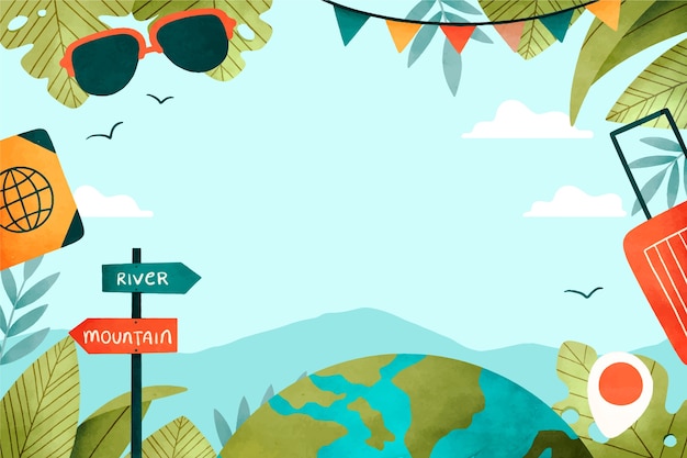 Бесплатное векторное изображение Акварельный фон для всемирного дня туризма