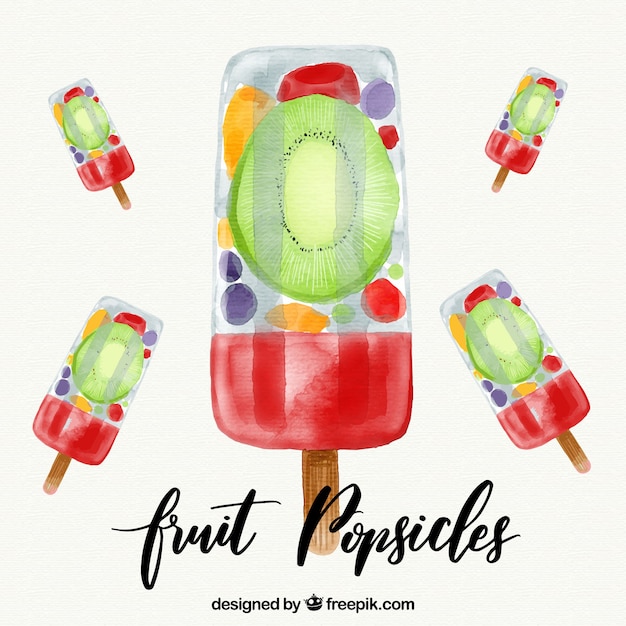 Free vector watercolor background of fruit popsicles