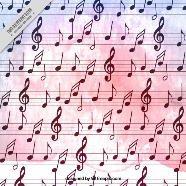Free vector watercolor background full musical notes