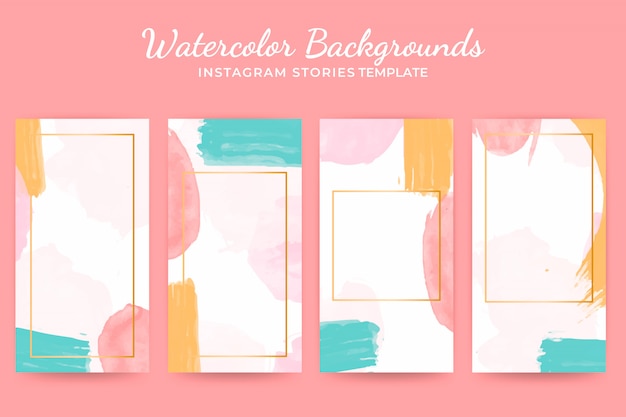 Набор шаблонов историй Instagram акварельный фон