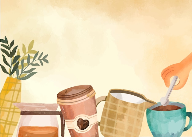 Watercolor background for international coffee day celebration