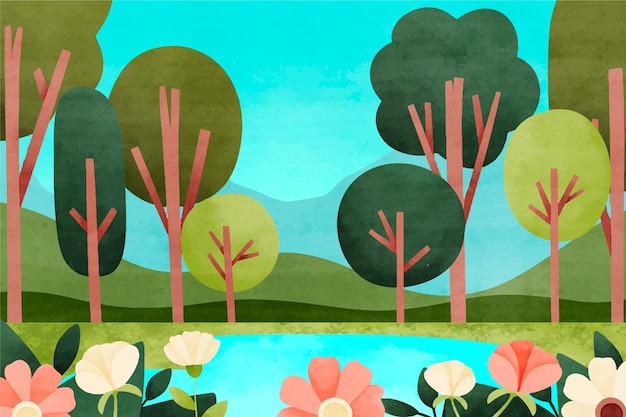 Free vector watercolor background for international forest day celebration