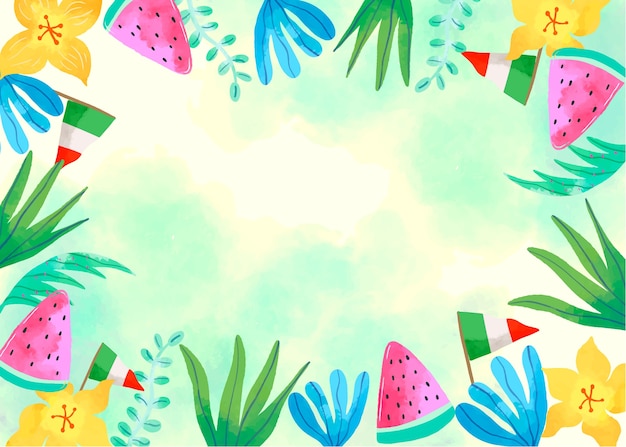 Watercolor background for italian ferragosto celebration