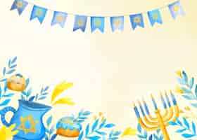 Free vector watercolor background for jewish hanukkah celebration