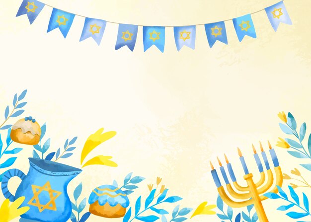 Watercolor background for jewish hanukkah celebration