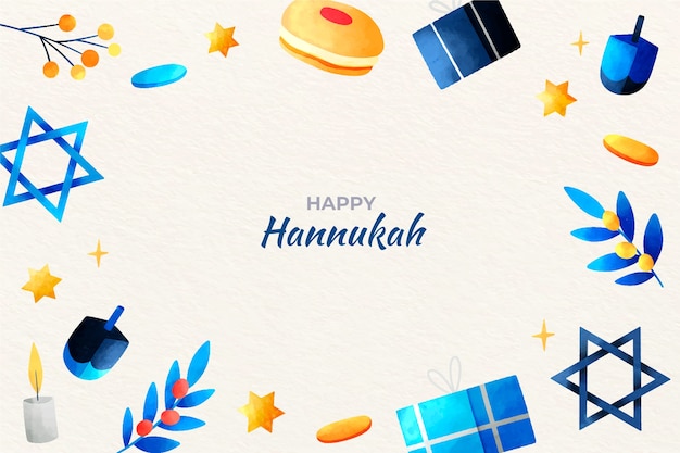 유대인 들 의 하누카 휴일 을 위한 수채화 배경