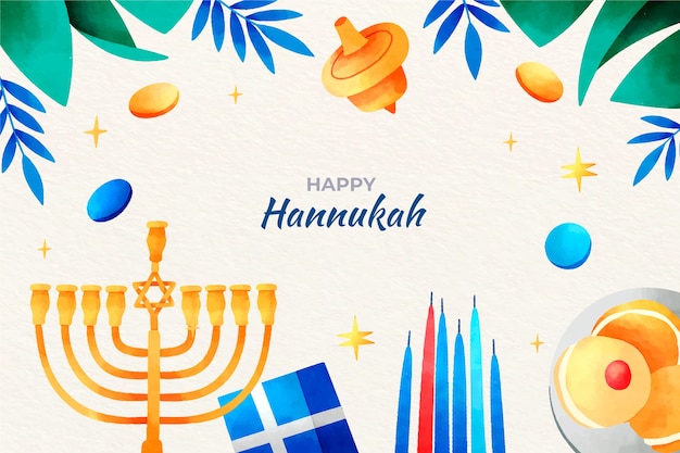 Free vector watercolor background for jewish hanukkah holiday