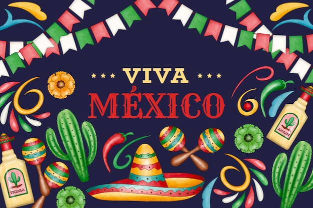 Free vector watercolor background for mexico independence celebration