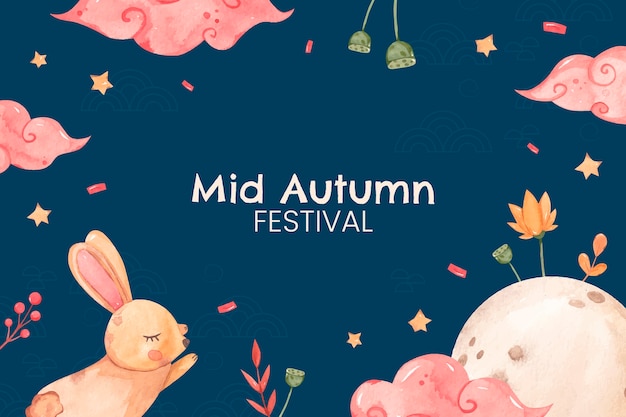 Free vector watercolor background for mid-autumn festival celebration