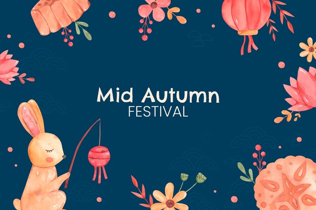 Watercolor background for mid-autumn festival celebration