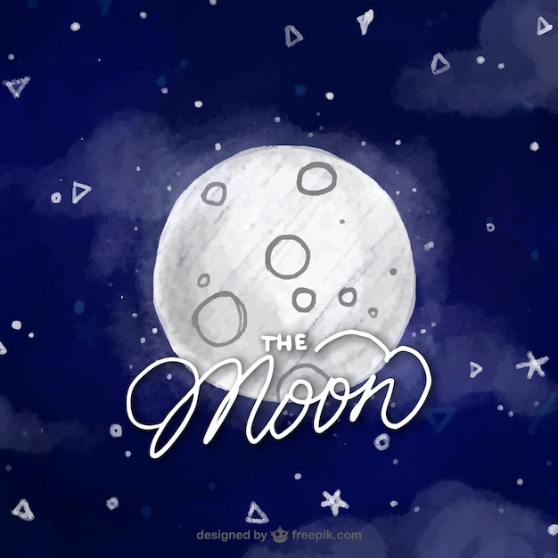 Free vector watercolor background of moon with stars