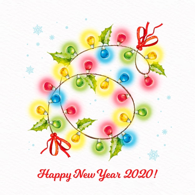 Watercolor background new year 2020