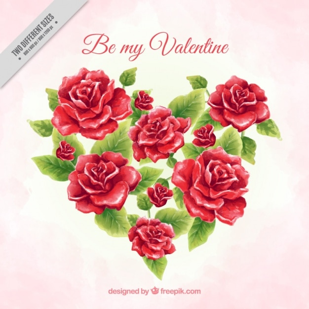 Бесплатное векторное изображение Акварельный фон сердце из роз
