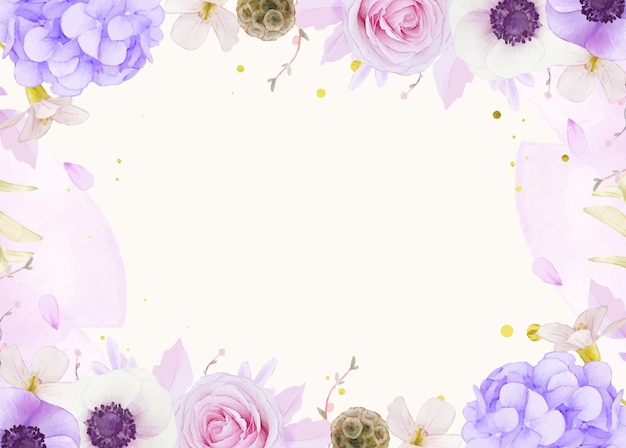 Watercolor background of pink roses