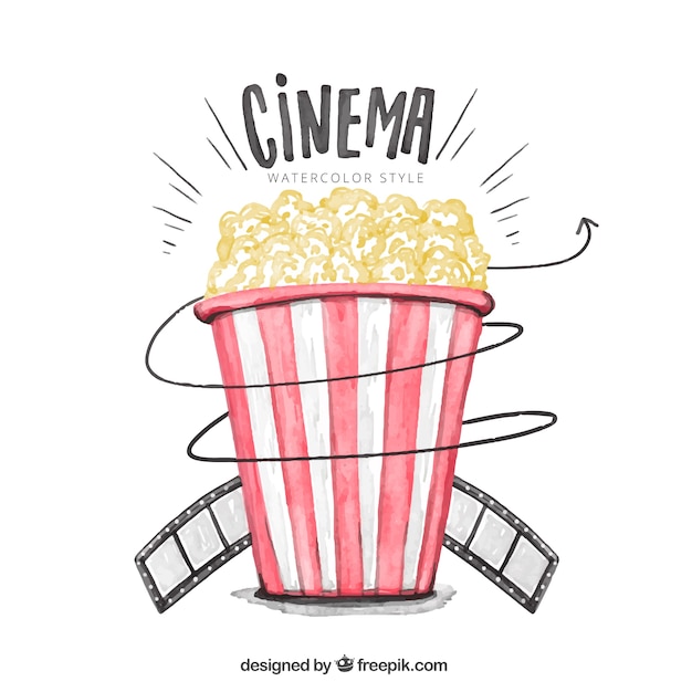 Free vector watercolor background of popcorns