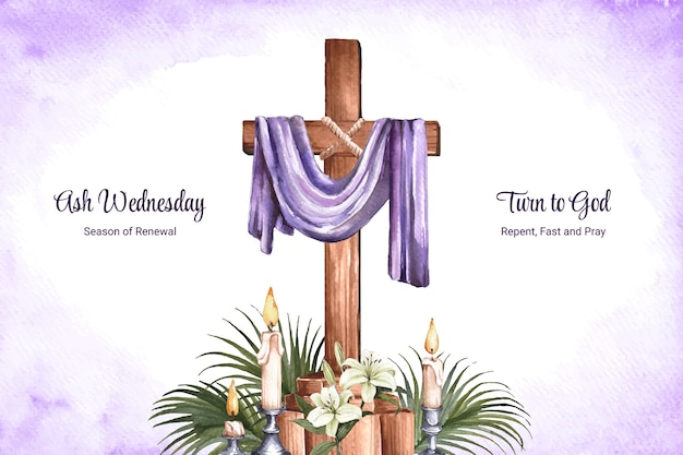 Free vector watercolor background for religious ash wednesday celebration