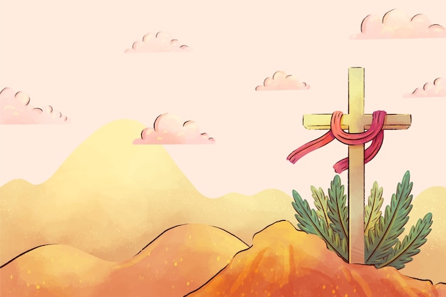 Free vector watercolor background for religious ash wednesday celebration