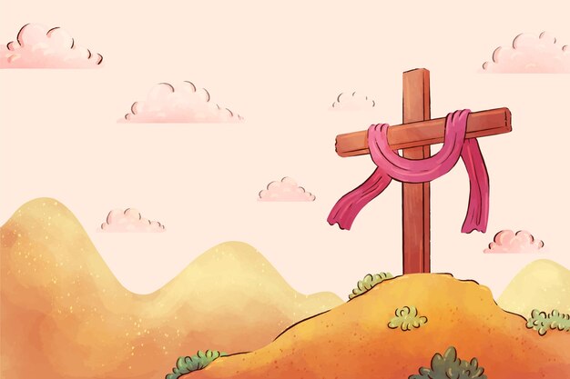 종교적 인 재 수요일 축하 를 위한 수채화 배경