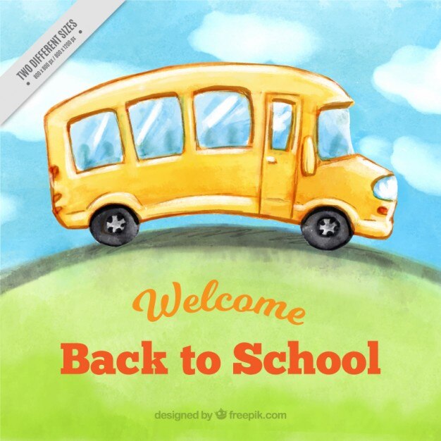 Free Vector watercolor background of school bus