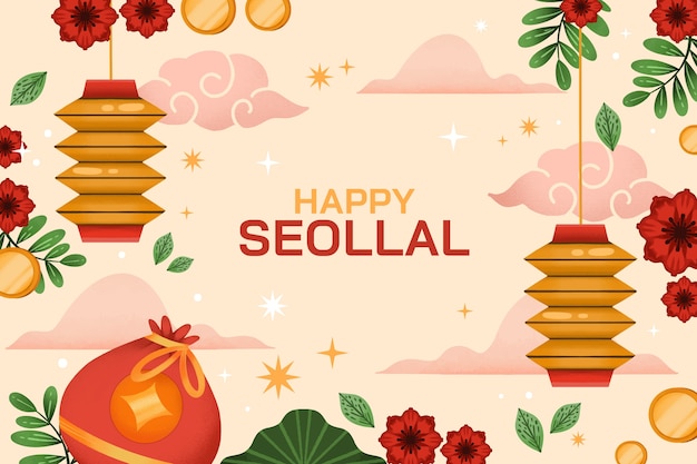 Free vector watercolor background for seollal festival