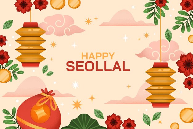 Watercolor background for seollal festival