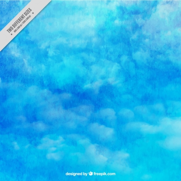 Watercolor background of sky in blue tones