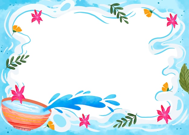 Vettore gratuito priorità bassa dell'acquerello per la celebrazione del festival dell'acqua songkran