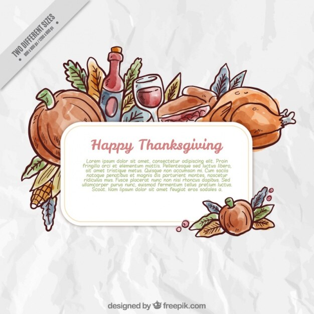 Free vector watercolor background of thanksgiving dinner