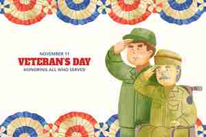 Free vector watercolor background for usa veterans day holiday