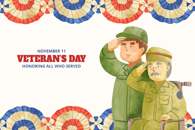 Watercolor background for usa veterans day holiday