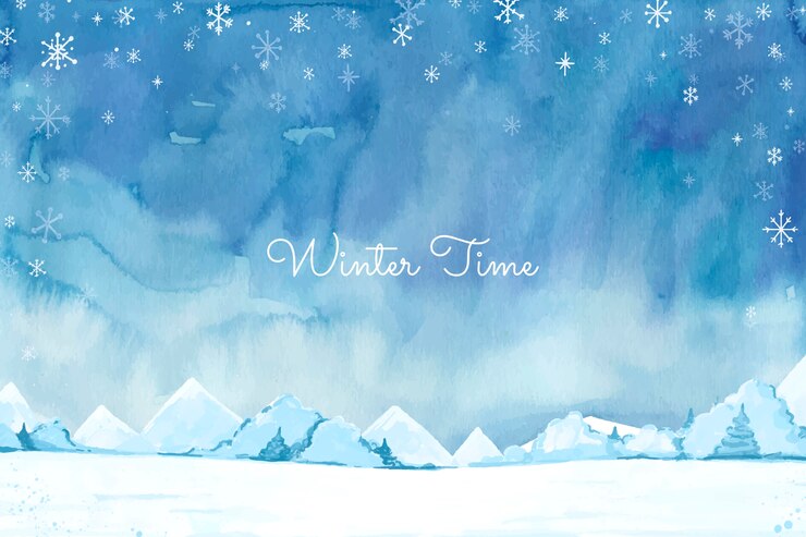 Free Vector watercolor background for winter season with mountains