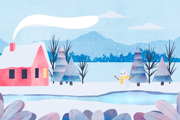 Free Vector watercolor background for wintertime season