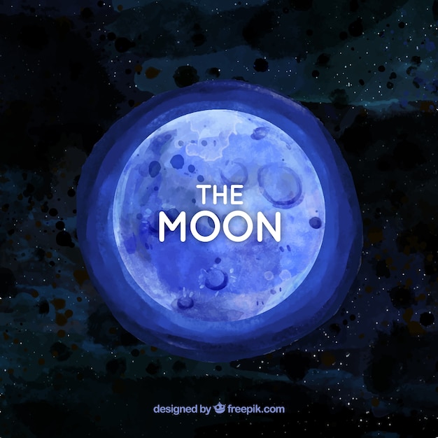 青い月の水彩画の背景