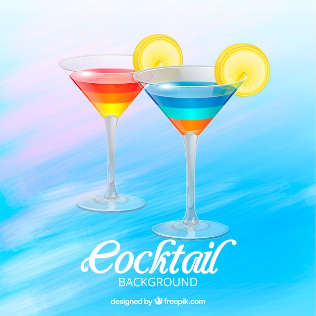 Free vector watercolor background with colorful cocktails