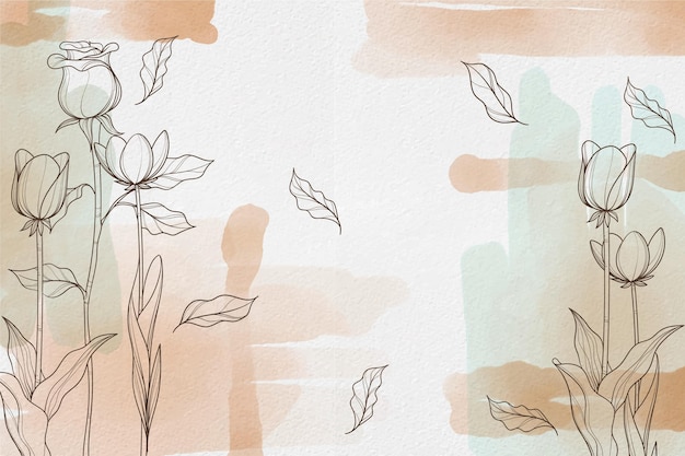 Free vector watercolor background with drawing elements