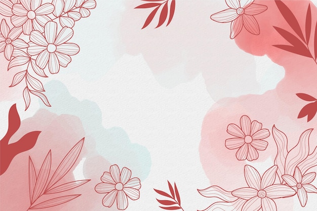 Watercolor background with drawing elements